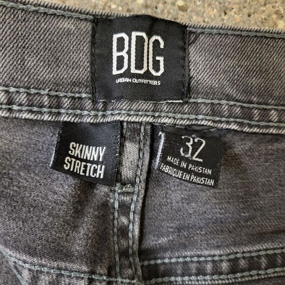 BDG Super Skinny Acid Wash Blue Red Stripe Jeans Women's Size 32 Funky Sport - Picture 7 of 13